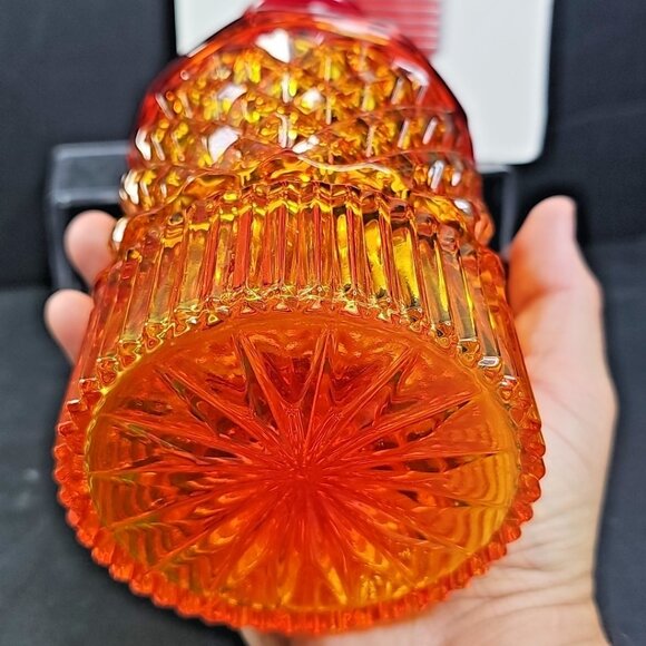 Cadmium Glass Yesteryear Decanter Amberina 10.25” With Stopper Stunning UV REACT - Picture 11 of 16